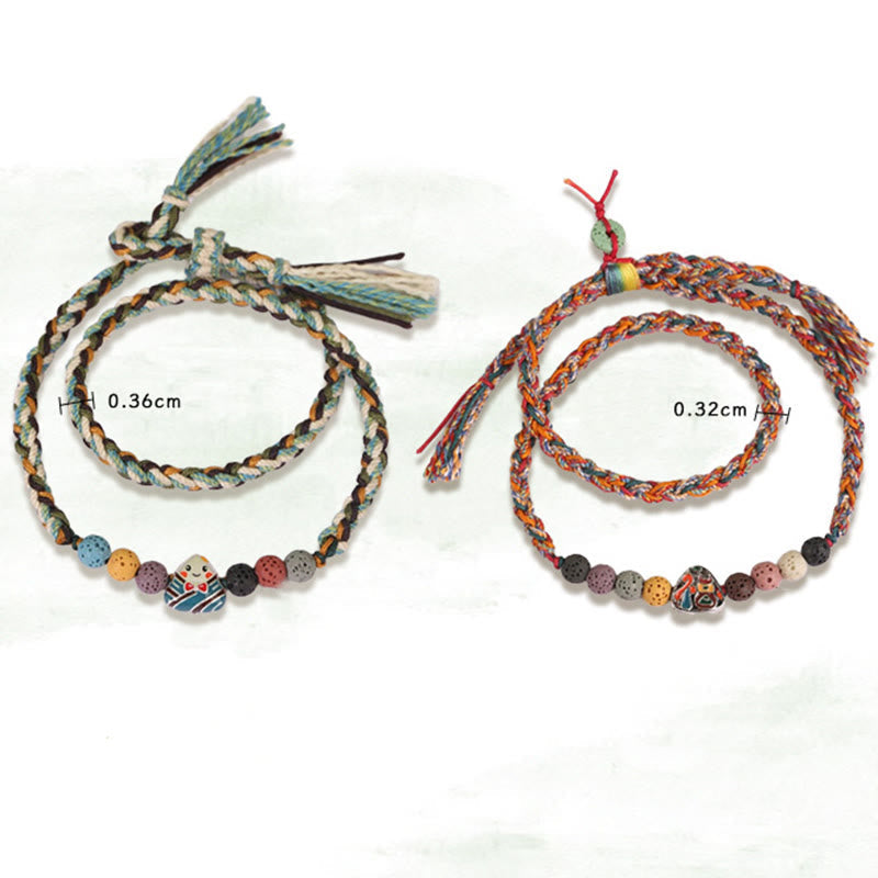 Bracelet tressé unisexe avec personnage de Lava Rock Fu