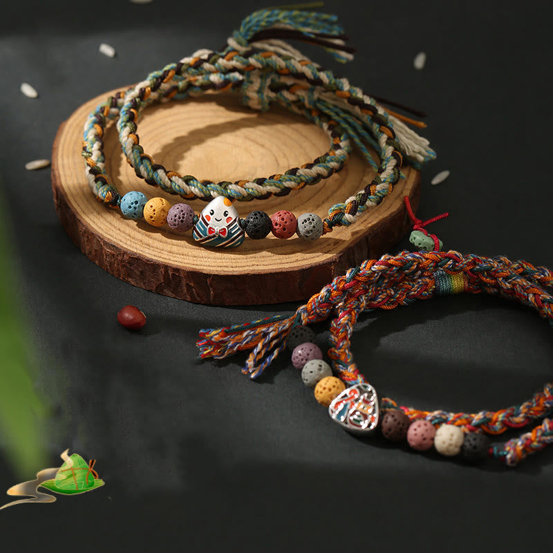 Bracelet tressé unisexe avec personnage de Lava Rock Fu