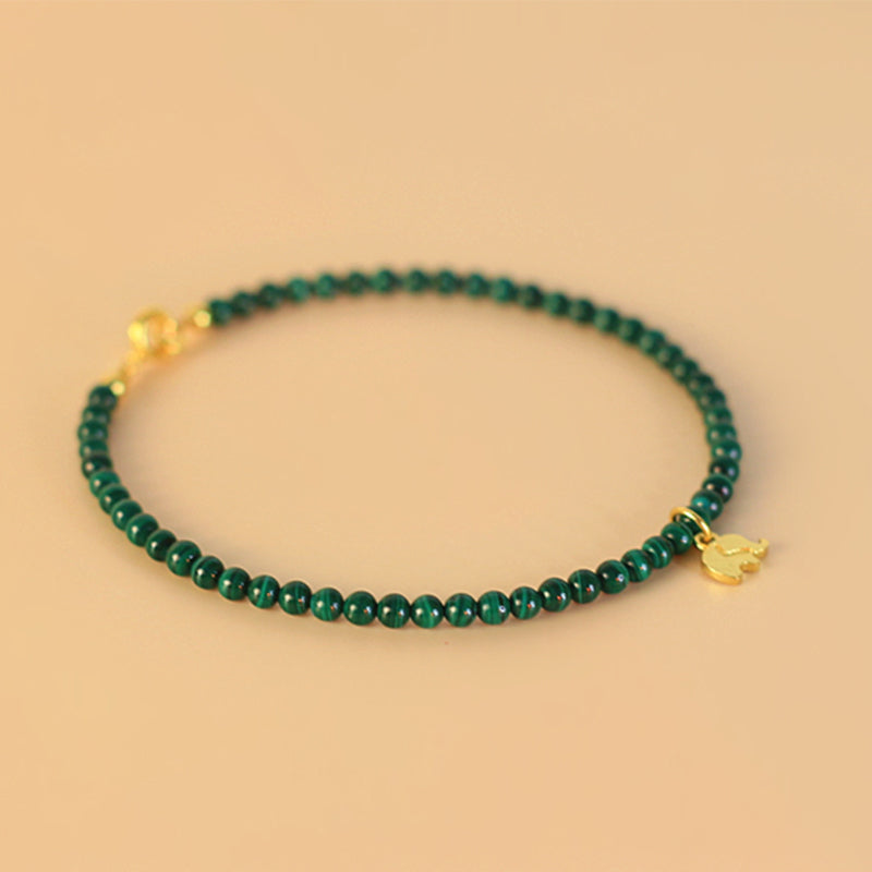 Bracelet anti-anxiété unisexe en malachite éléphant 14 cm-17 cm
