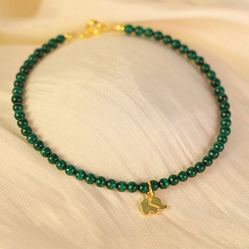 Bracelet anti-anxiété unisexe en malachite éléphant 14 cm-17 cm