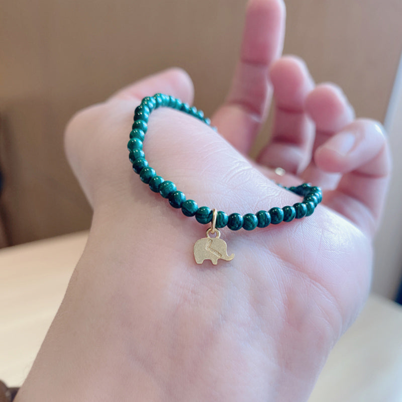 Bracelet anti-anxiété unisexe en malachite éléphant 14 cm-17 cm