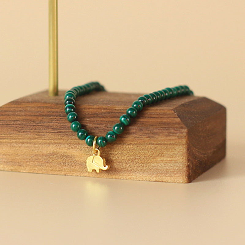 Bracelet anti-anxiété unisexe en malachite éléphant 14 cm-17 cm