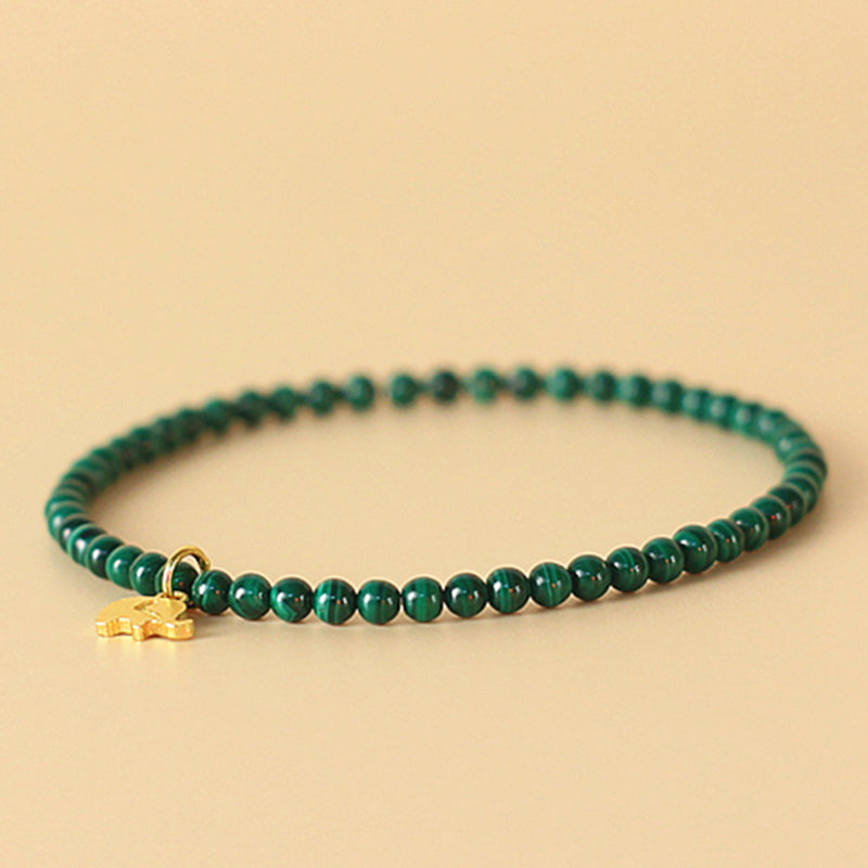 Bracelet anti-anxiété unisexe en malachite éléphant 14 cm-17 cm