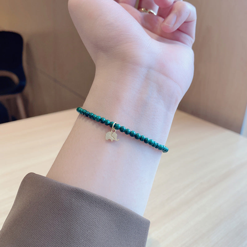 Bracelet anti-anxiété unisexe en malachite éléphant 14 cm-17 cm