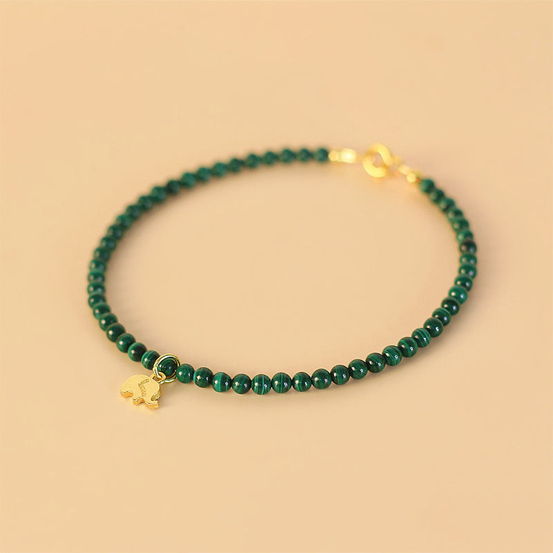 Bracelet anti-anxiété unisexe en malachite éléphant 14 cm-17 cm