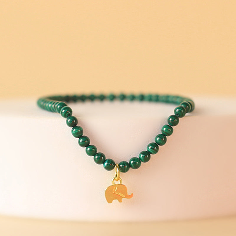 Bracelet anti-anxiété unisexe en malachite éléphant 14 cm-17 cm