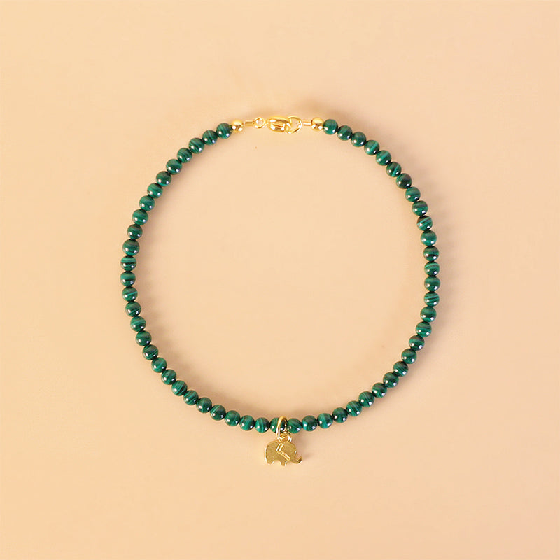 Bracelet anti-anxiété unisexe en malachite éléphant 14 cm-17 cm