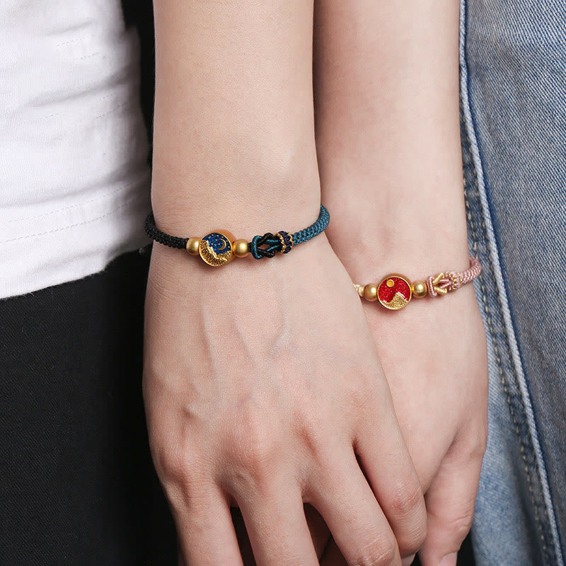 Bracelet spirituel unisexe en fil de cuivre montagne et mer