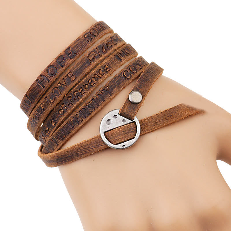 Bracelet unisexe multicouche en cuir avec boucle de confiance spirituelle
