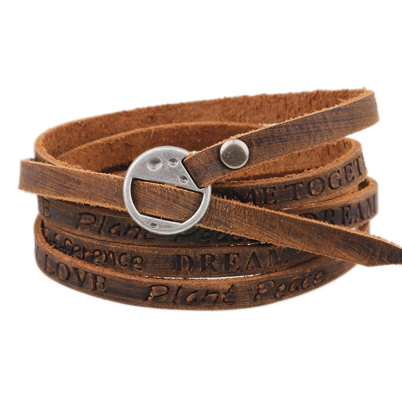 Bracelet unisexe multicouche en cuir avec boucle de confiance spirituelle