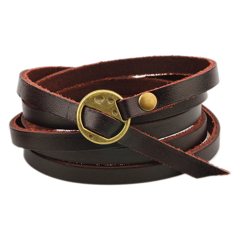 Bracelet unisexe multicouche en cuir avec boucle de confiance spirituelle