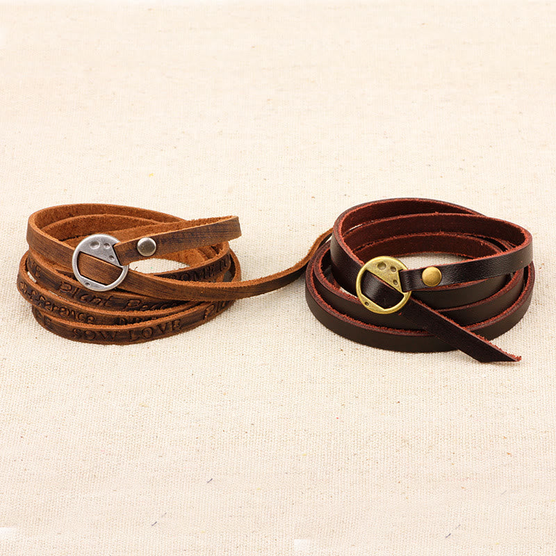 Bracelet unisexe multicouche en cuir avec boucle de confiance spirituelle
