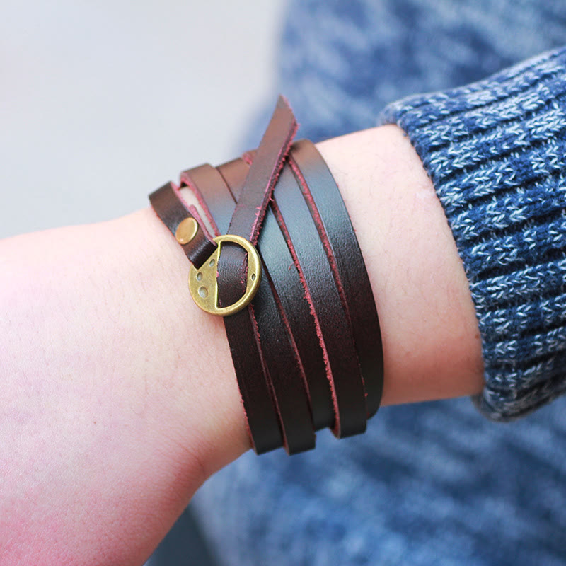 Bracelet unisexe multicouche en cuir avec boucle de confiance spirituelle