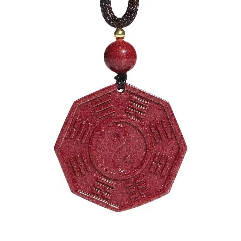 Collier unisexe Bagua Fu en cinabre naturel pour le calme