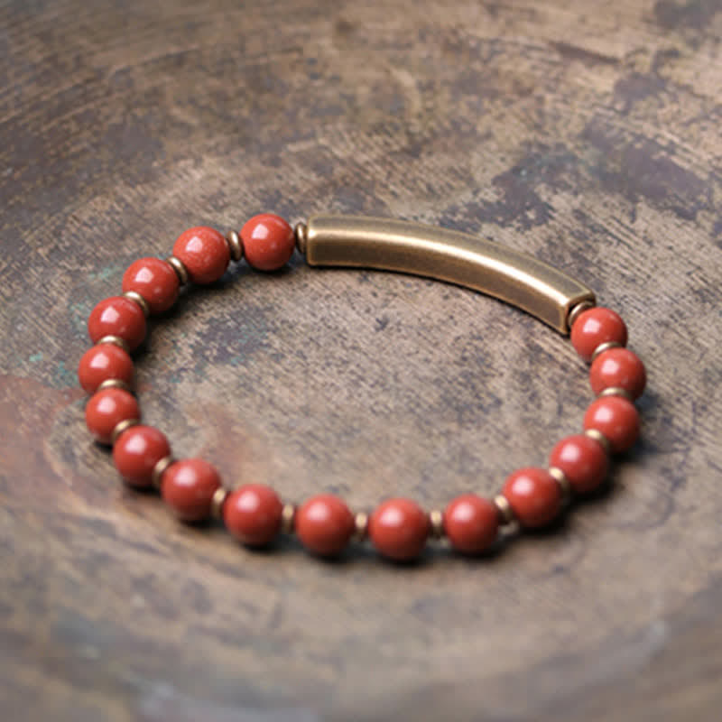 Bracelet unisexe en obsidienne avec jaspe rouge et agate mousse