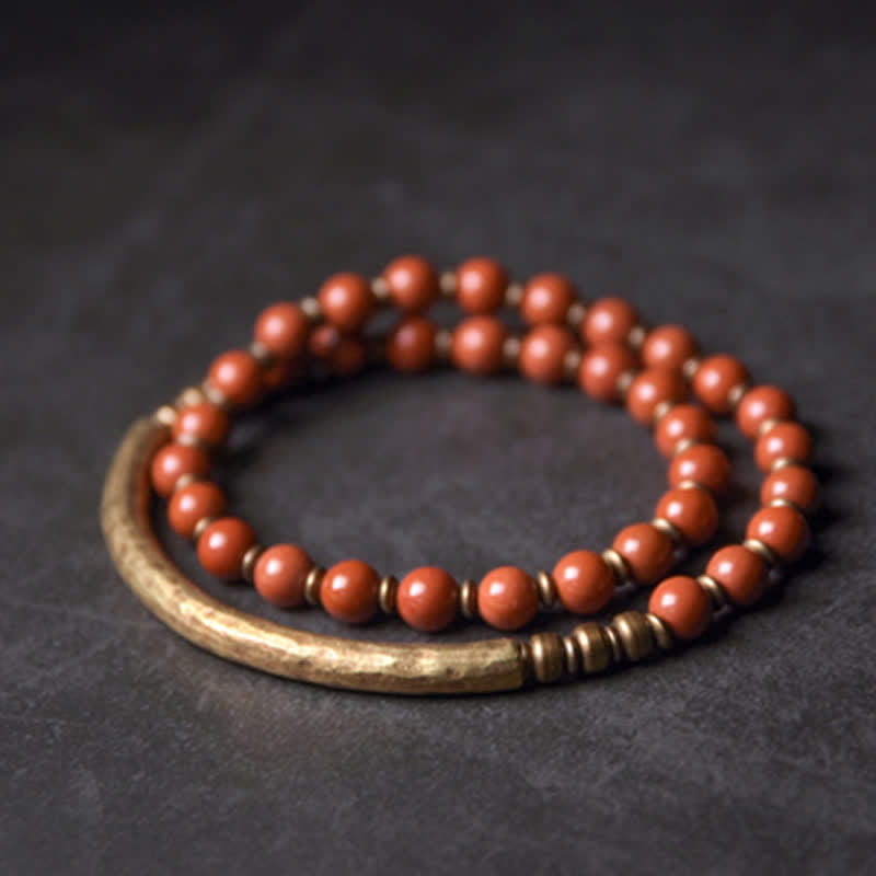 Bracelet unisexe en obsidienne avec jaspe rouge et agate mousse