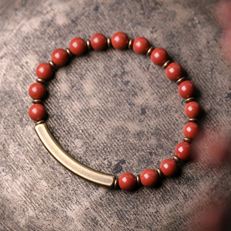 Bracelet unisexe en obsidienne avec jaspe rouge et agate mousse