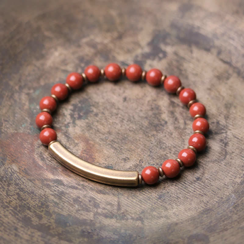 Bracelet unisexe en obsidienne avec jaspe rouge et agate mousse