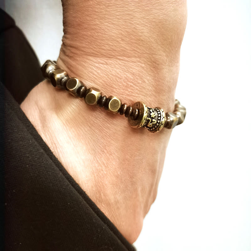 Bracelet unisexe Om Mani Padme Hum en laiton Focus