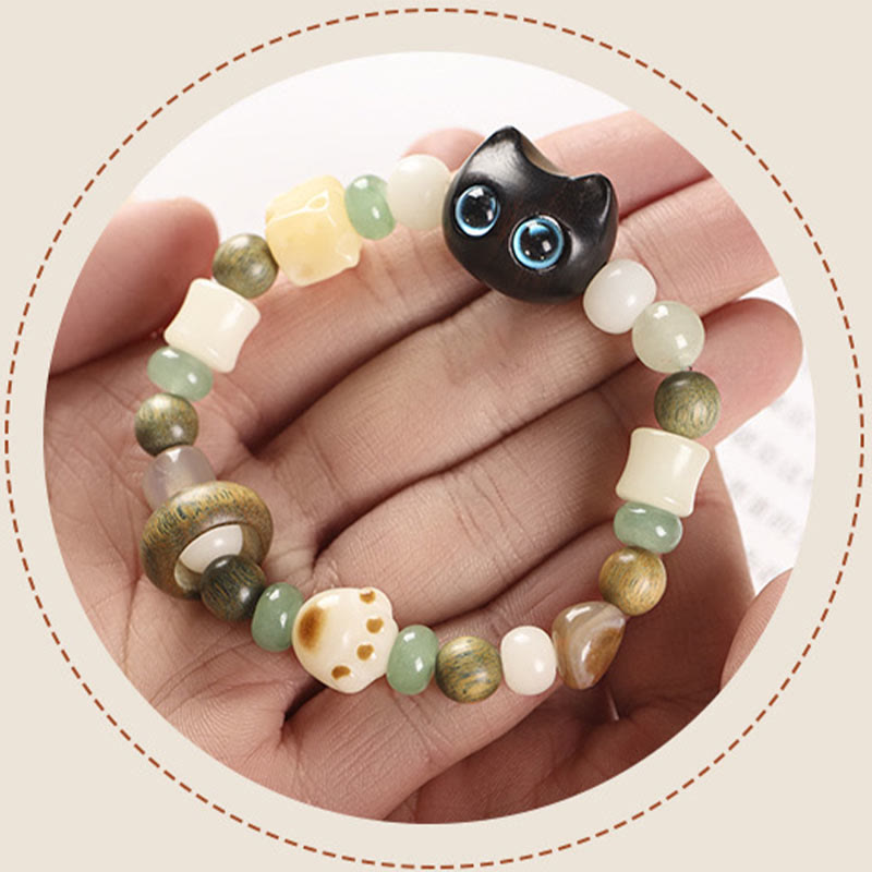 Bracelet unisexe Peace avec graines de Bodhi, bois de santal vert et aventurine verte
