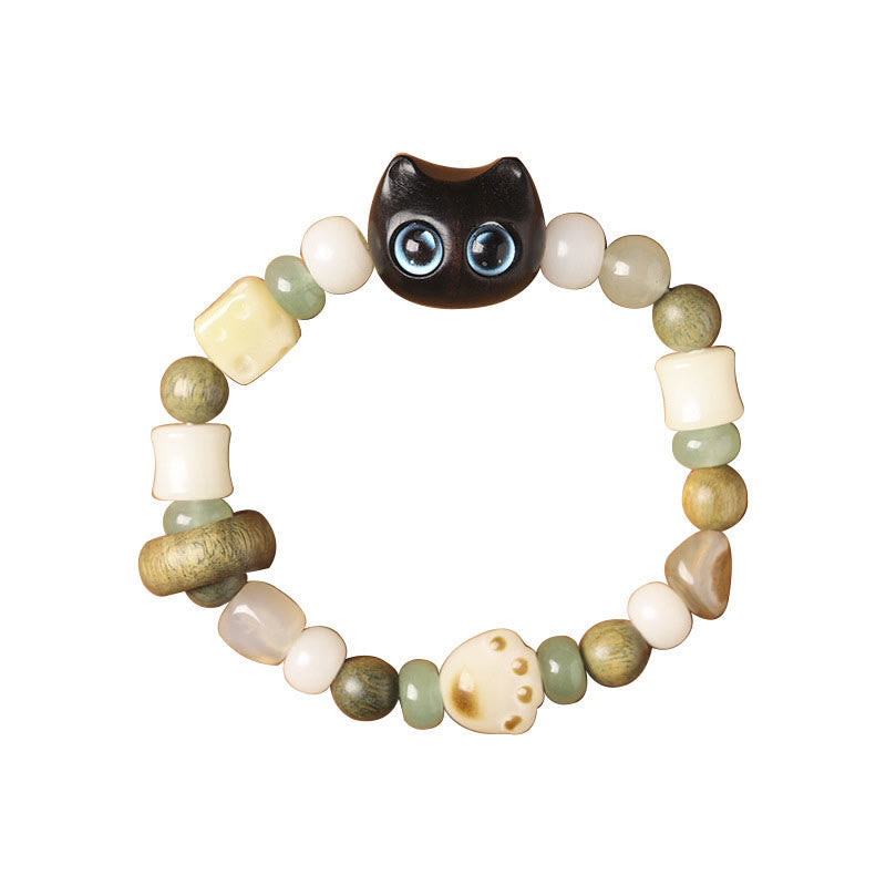Bracelet unisexe Peace avec graines de Bodhi, bois de santal vert et aventurine verte
