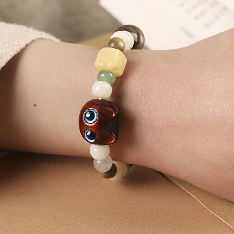 Bracelet unisexe Peace avec graines de Bodhi, bois de santal vert et aventurine verte