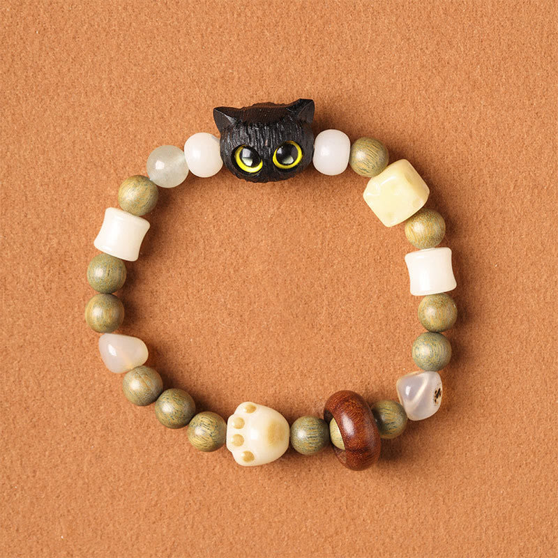 Bracelet unisexe Peace avec graines de Bodhi, bois de santal vert et aventurine verte