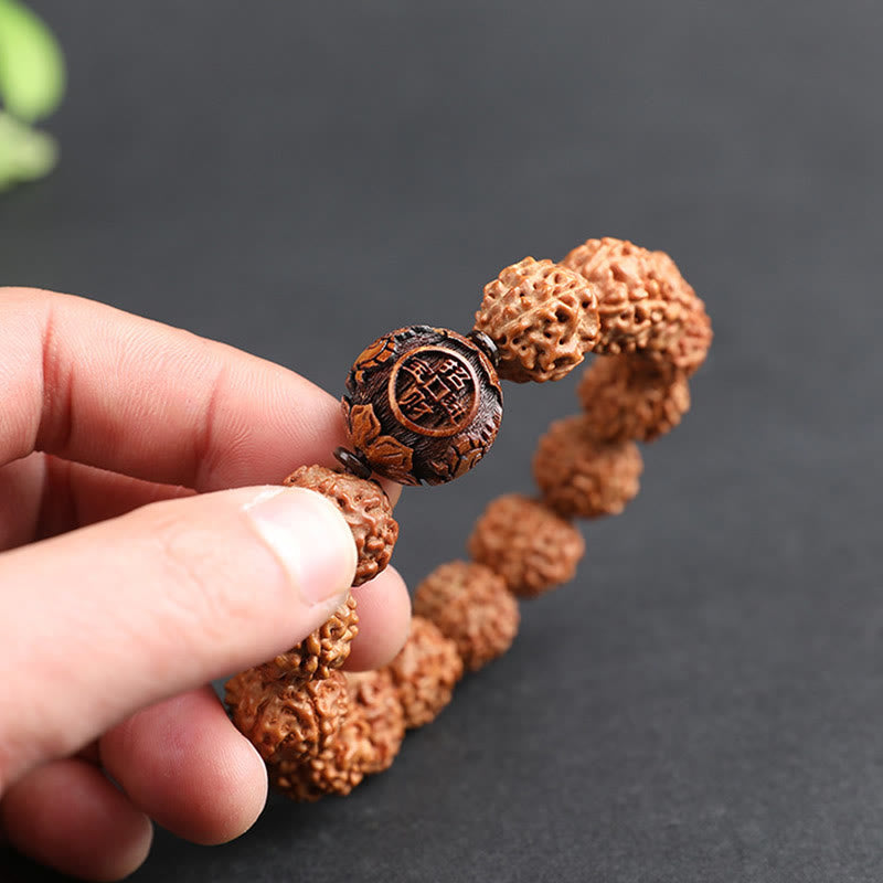 Bracelet unisexe Pixiu Wealth Luck avec graine de Rudraksha Bodhi