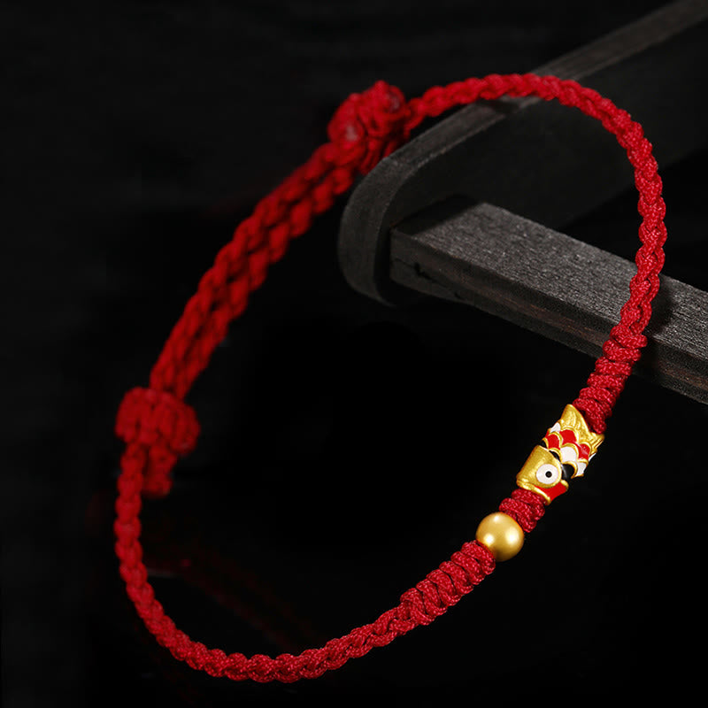 Bracelet unisexe en or rouge 999, motif poisson koï, pour la protection