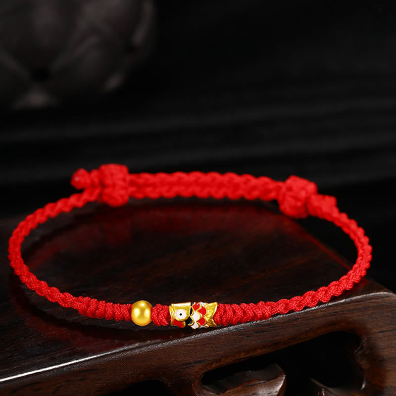 Bracelet unisexe en or rouge 999, motif poisson koï, pour la protection