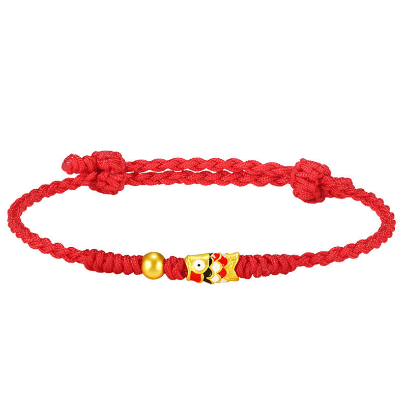 Bracelet unisexe en or rouge 999, motif poisson koï, pour la protection