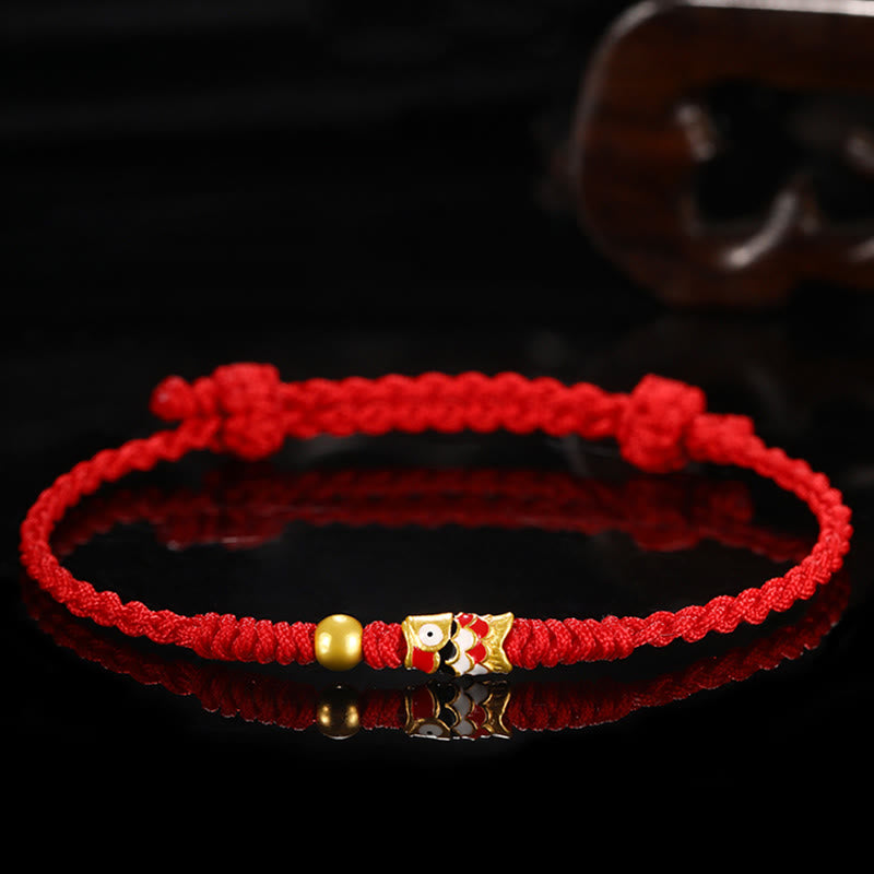 Bracelet unisexe en or rouge 999, motif poisson koï, pour la protection