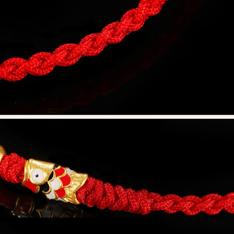 Bracelet unisexe en or rouge 999, motif poisson koï, pour la protection