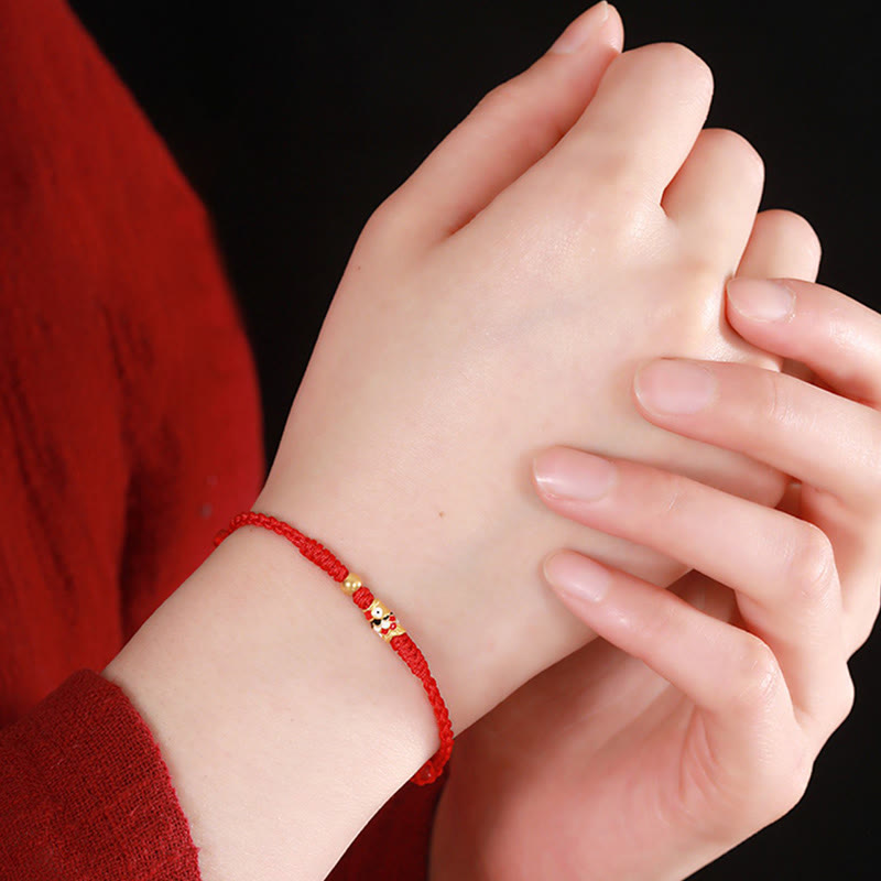 Bracelet unisexe en or rouge 999, motif poisson koï, pour la protection