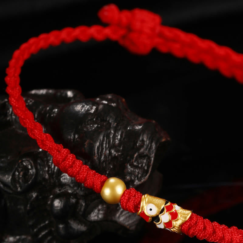 Bracelet unisexe en or rouge 999, motif poisson koï, pour la protection