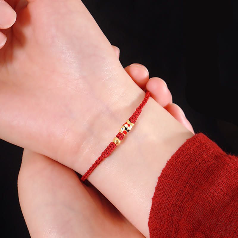 Bracelet unisexe en or rouge 999, motif poisson koï, pour la protection