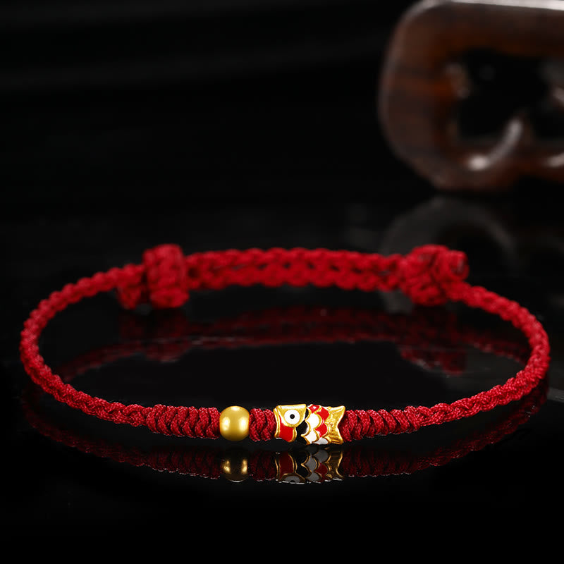 Bracelet unisexe en or rouge 999, motif poisson koï, pour la protection