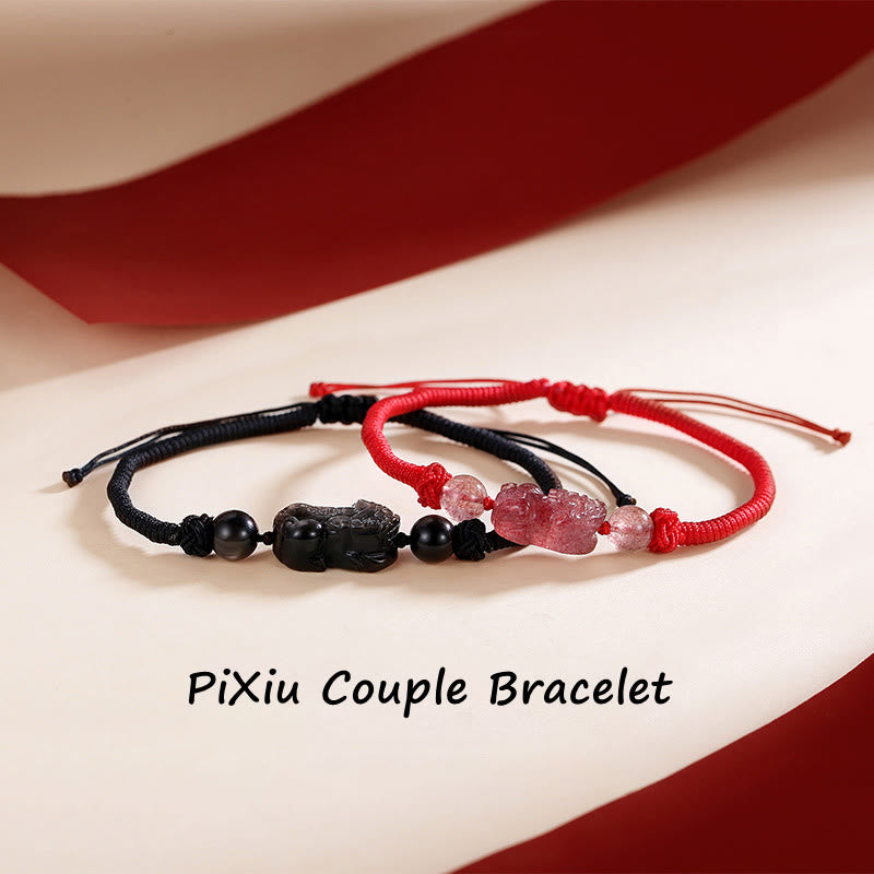 Bracelet de protection PiXiu unisexe en obsidienne argentée brillante, perles de 8 mm