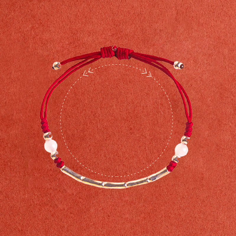 Bracelet de protection unisexe en argent sterling et bambou avec fil rouge et agate