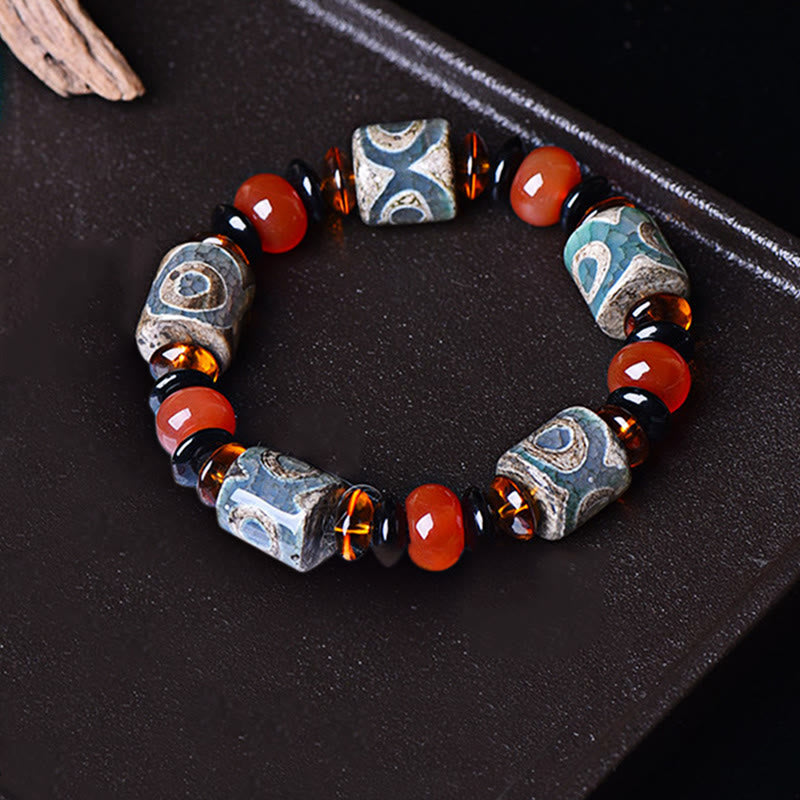Bracelet de protection unisexe en agate à trois yeux