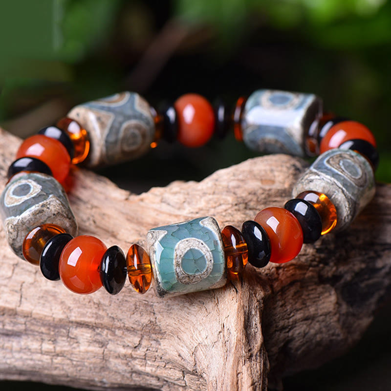 Bracelet de protection unisexe en agate à trois yeux