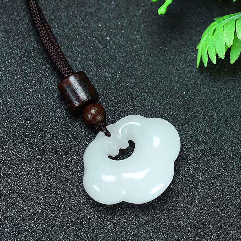 Collier unisexe en jade Tianshan avec cadenas chinois