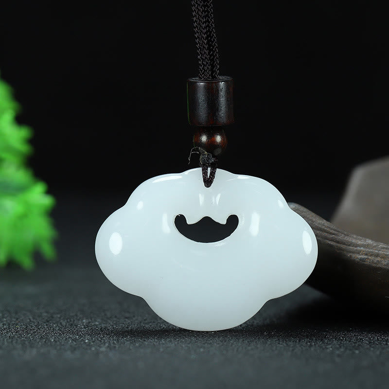 Collier unisexe en jade Tianshan avec cadenas chinois
