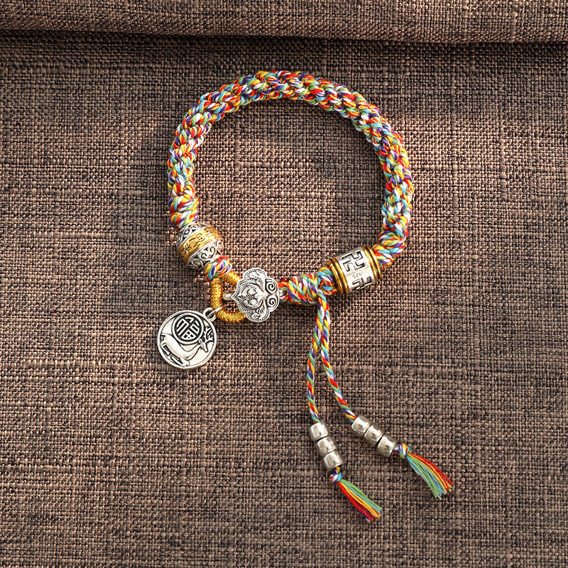 Bracelet tressé unisexe tibétain Om Mani Padme Hum Fu Luck