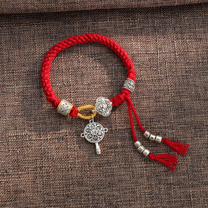 Bracelet tressé unisexe tibétain Om Mani Padme Hum Fu Luck