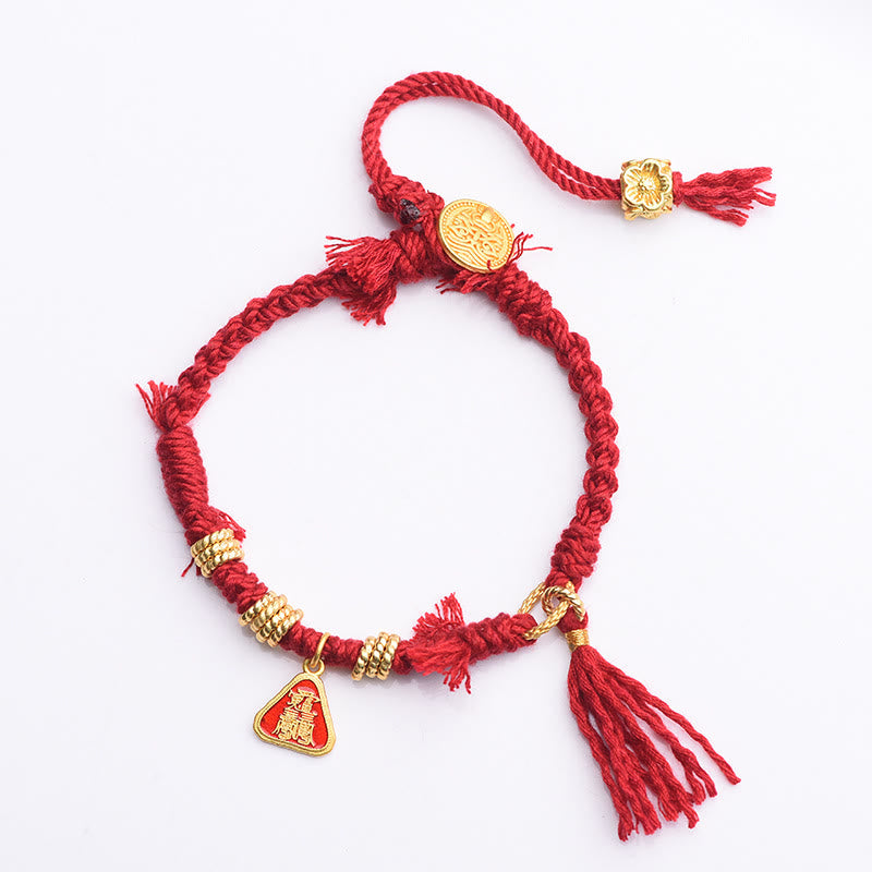 Bracelet tibétain unisexe en corde Zakiram, déesse de la richesse, avec pompon floral et protection