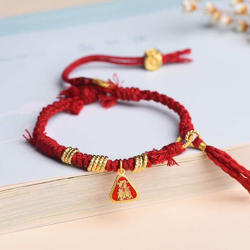 Bracelet tibétain unisexe en corde Zakiram, déesse de la richesse, avec pompon floral et protection