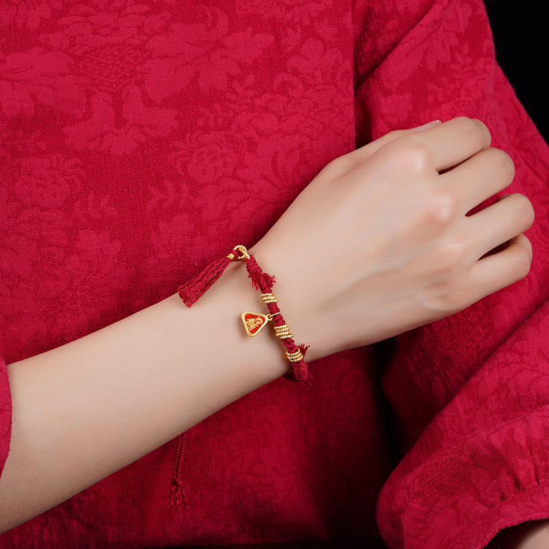 Bracelet tibétain unisexe en corde Zakiram, déesse de la richesse, avec pompon floral et protection