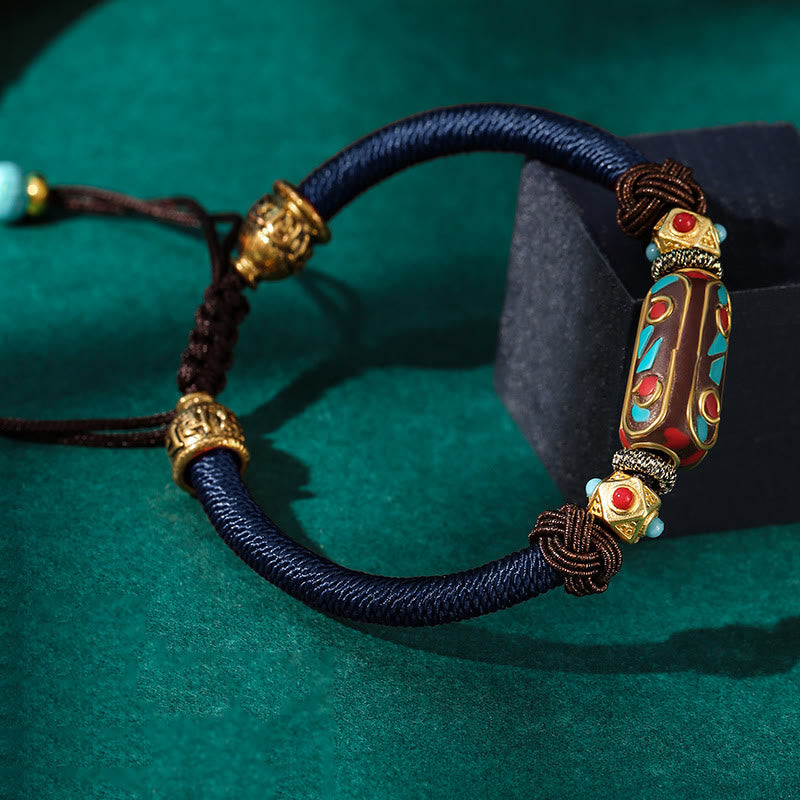 Bracelet unisexe tibétain turquoise Om Mani Padme Hum Strength