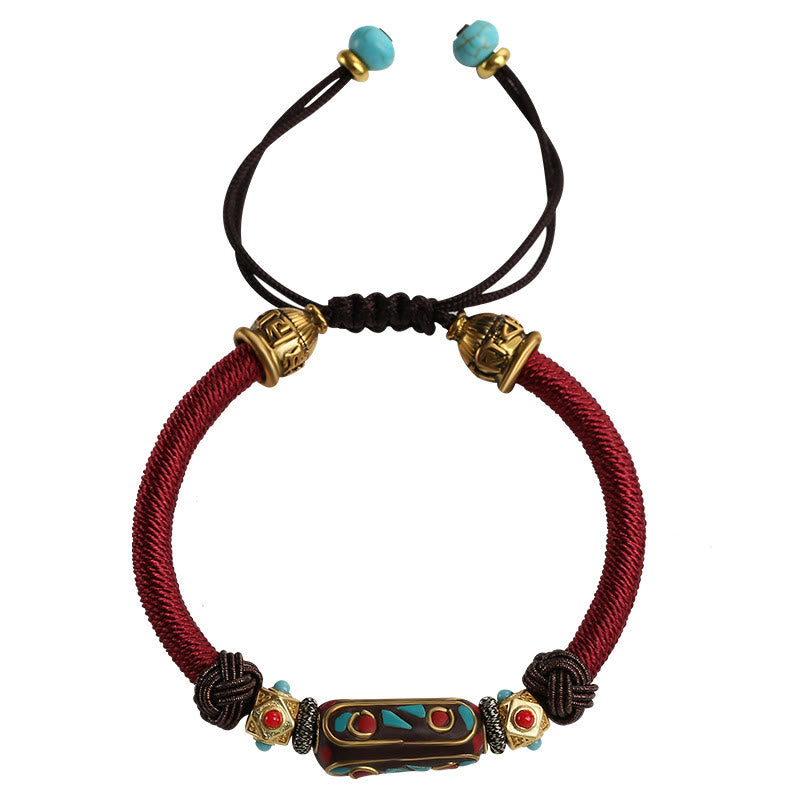 Bracelet unisexe tibétain turquoise Om Mani Padme Hum Strength